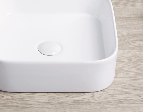 Vasque rectangle à poser LYS en céramique 37 x 37 x 11 cm - blanc brillant